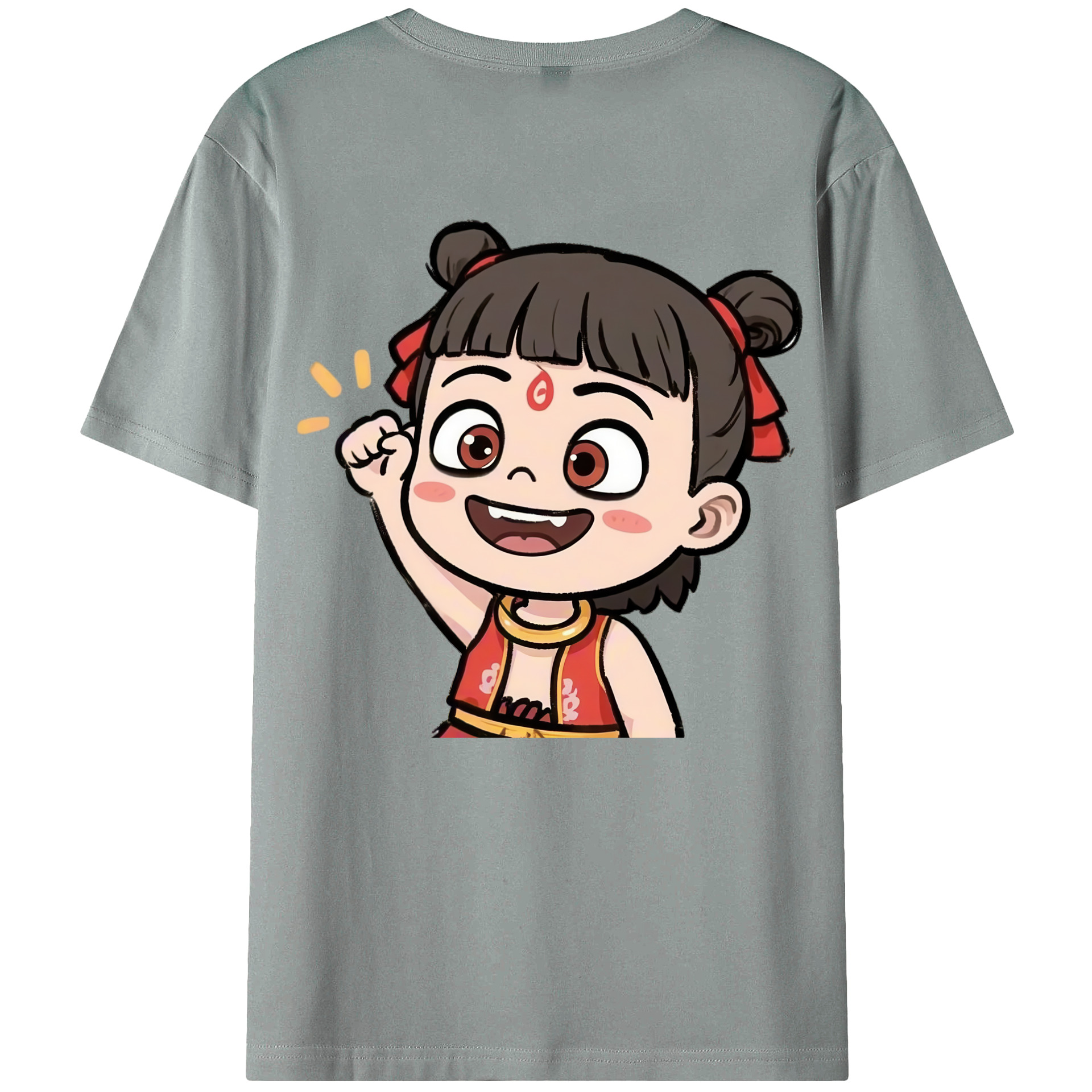 （画像用） Ne Zha 2 ナタ 魔童の大暴れ 綿100％ メンズ半袖Tシャツ（バックプリント） 通気性